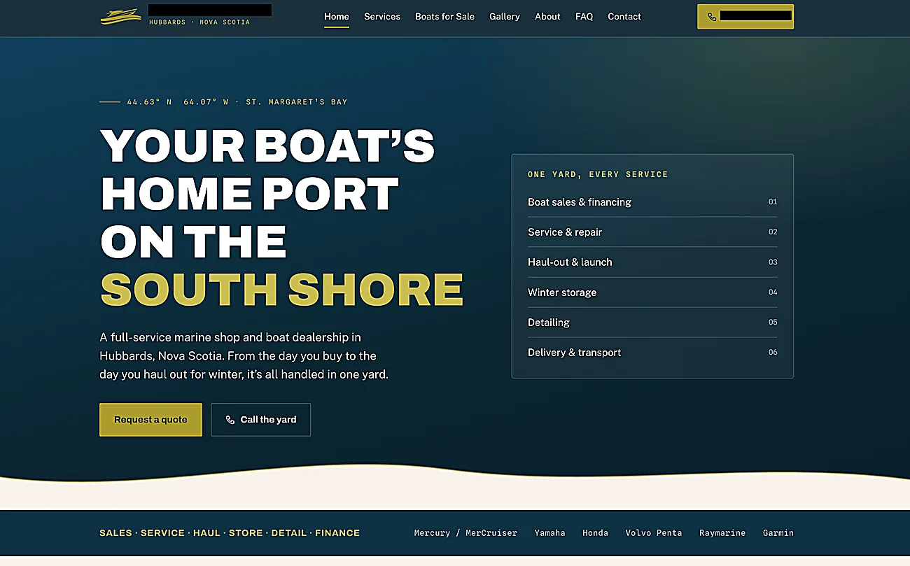 Marine services website demo built by Hatt Digital